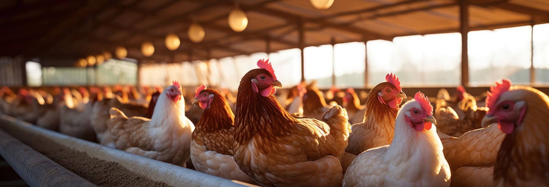 Hens in a poultry production house